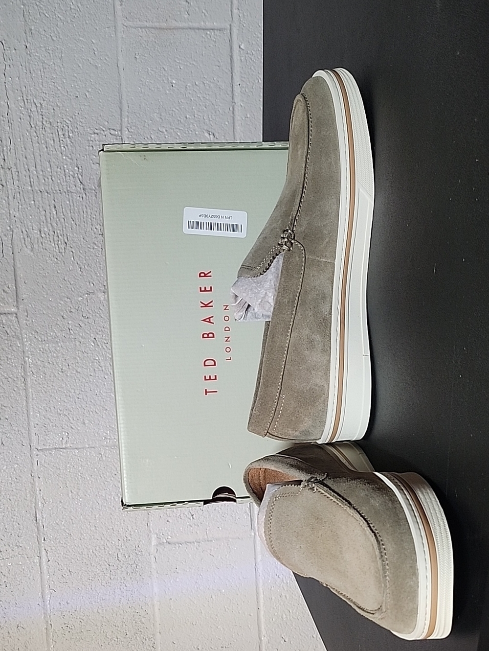 Ted Baker Hampshire Olive Taupe Suede Slip-On Loafers